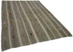 Kıl Çizgili Gri Keçi Kılı İpliğinden El Dokuma Kilim-205x295 - Görsel 2