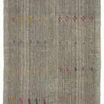 Kıl Çizgili Gri Keçi Kılı İpliğinden El Dokuma Kilim-202x281