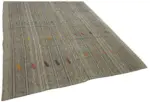 Kıl Çizgili Gri Keçi Kılı İpliğinden El Dokuma Kilim-202x281 - Görsel 2