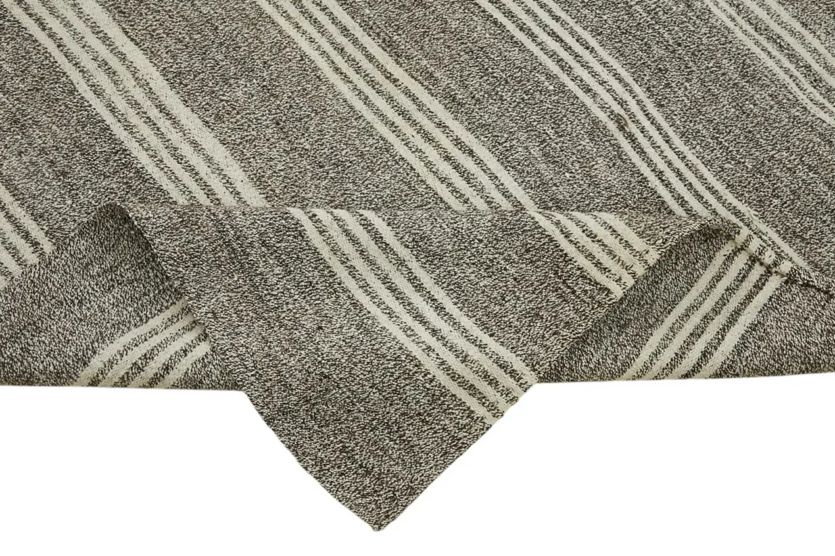 Kıl Çizgili Gri Keçi Kılı İpliğinden El Dokuma Kilim-198x283 - Görsel 6