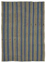 Kıl Çizgili Mavi Keçi Kılı İpliğinden El Dokuma Kilim-213x300