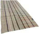 Kıl Çizgili Gri Keçi Kılı İpliğinden El Dokuma Kilim-168x360 - Görsel 2
