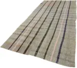 Kıl Çizgili Gri Keçi Kılı İpliğinden El Dokuma Kilim-168x360 - Görsel 3