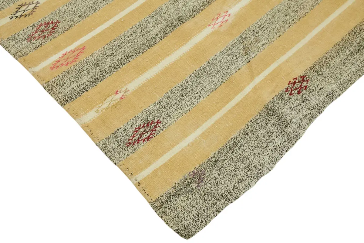 Kıl Çizgili Bej Keçi Kılı İpliğinden El Dokuma Kilim-200x220 - Görsel 4