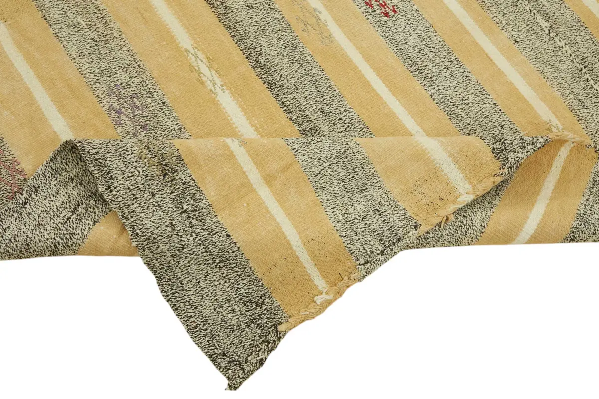 Kıl Çizgili Bej Keçi Kılı İpliğinden El Dokuma Kilim-200x220 - Görsel 6