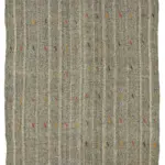 Kıl Çizgili Gri Keçi Kılı İpliğinden El Dokuma Kilim-186x243