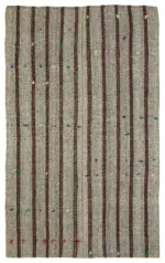 Kıl Çizgili Gri Keçi Kılı İpliğinden El Dokuma Kilim-193x320