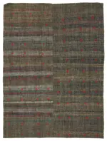 Kıl Çizgili Gri Keçi Kılı İpliğinden El Dokuma Kilim-192x265