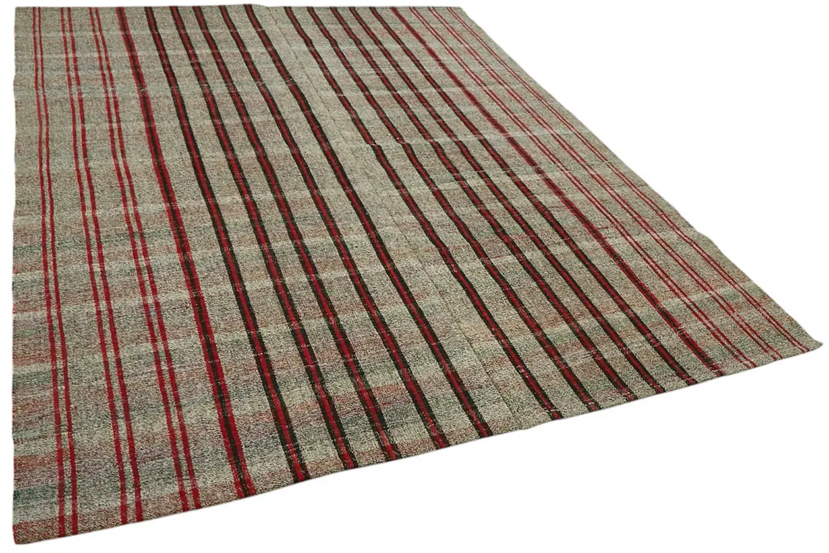 Kıl Çizgili Gri Keçi Kılı İpliğinden El Dokuma Kilim-213x280 - Görsel 2