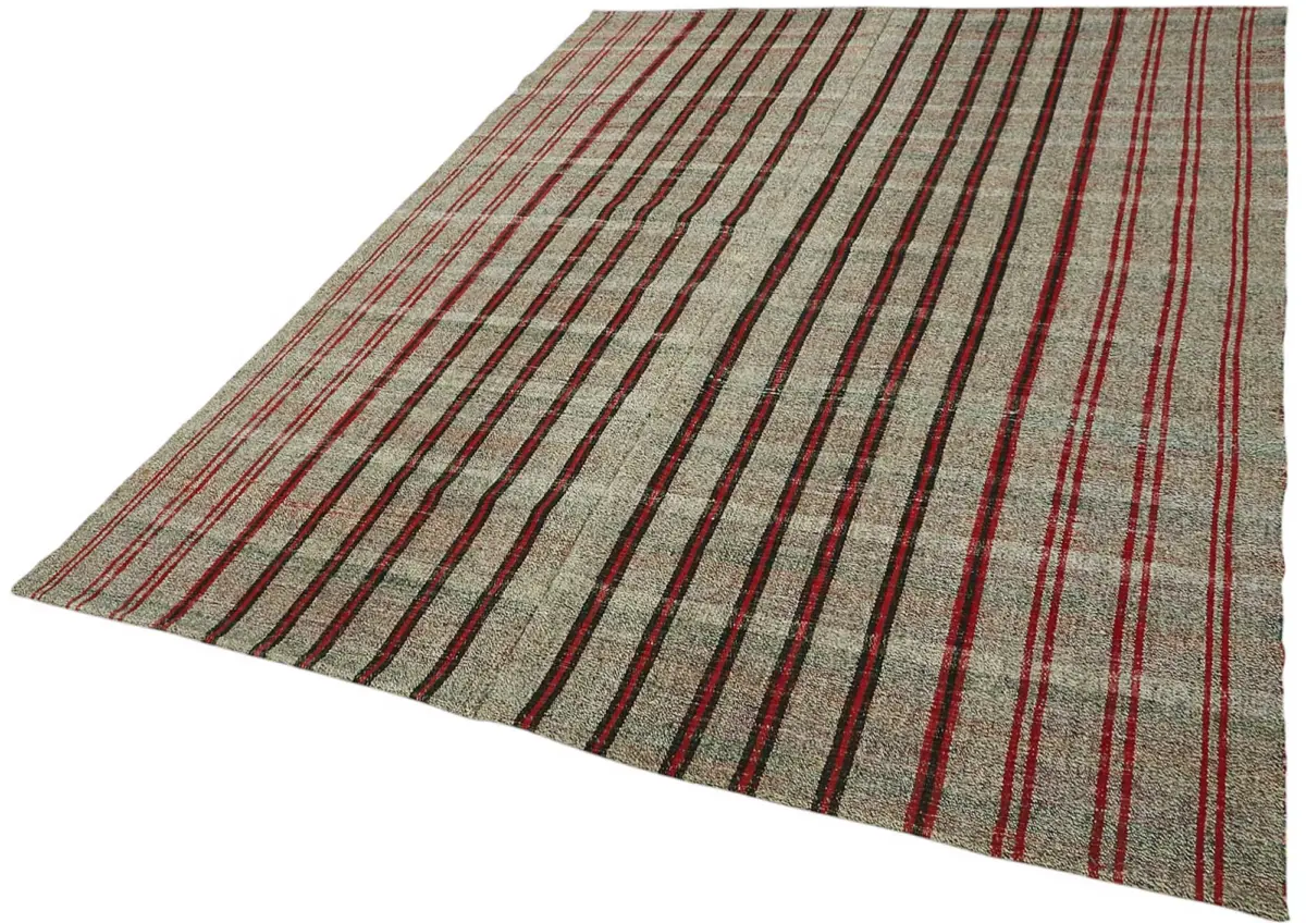 Kıl Çizgili Gri Keçi Kılı İpliğinden El Dokuma Kilim-213x280 - Görsel 3
