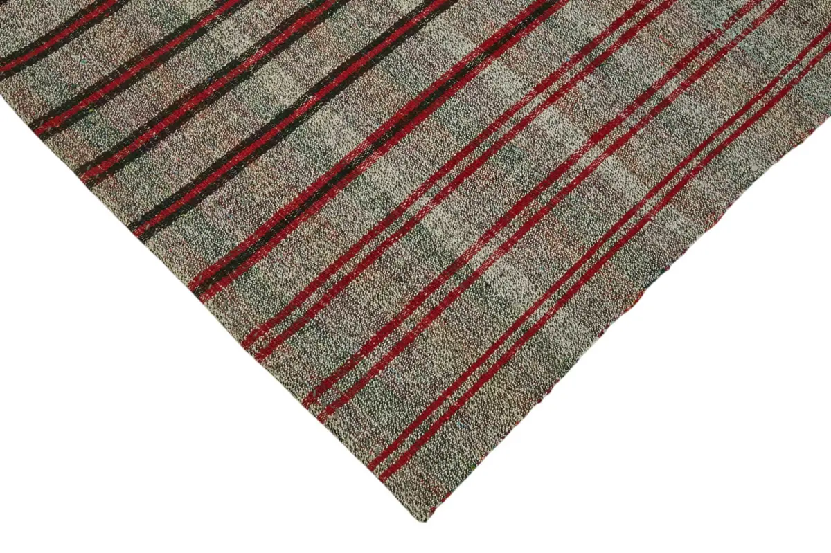 Kıl Çizgili Gri Keçi Kılı İpliğinden El Dokuma Kilim-213x280 - Görsel 4