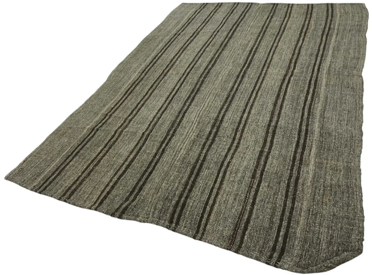 Kıl Çizgili Gri Keçi Kılı İpliğinden El Dokuma Kilim-173x255 - Görsel 3
