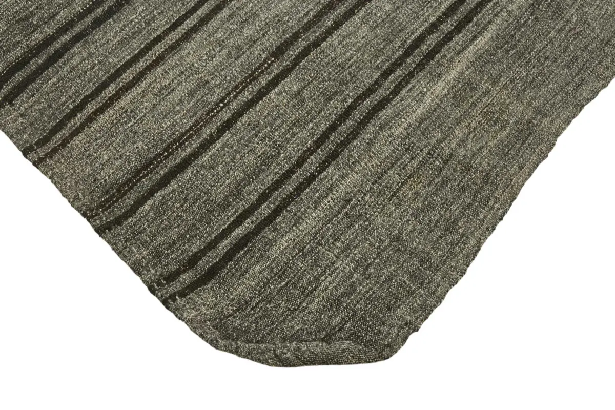 Kıl Çizgili Gri Keçi Kılı İpliğinden El Dokuma Kilim-173x255 - Görsel 4