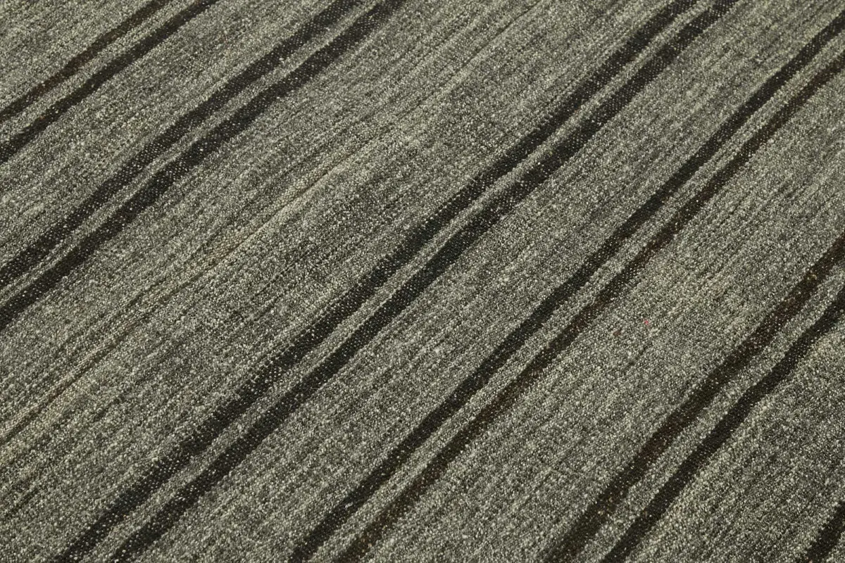 Kıl Çizgili Gri Keçi Kılı İpliğinden El Dokuma Kilim-173x255 - Görsel 5