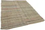 Chaput Çizgili Multi Renk Pamuk Üzerine Yün El Dokuma Kilim-172x230 - Görsel 2