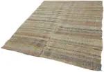 Chaput Çizgili Multi Renk Pamuk Üzerine Yün El Dokuma Kilim-172x230 - Görsel 3