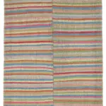 Chaput Çizgili Multi Renk Pamuk Üzerine Yün El Dokuma Kilim-216x313