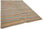Chaput Çizgili Multi Renk Pamuk Üzerine Yün El Dokuma Kilim-216x313 - Görsel 2
