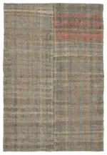 Chaput Çizgili Multi Renk Pamuk Üzerine Yün El Dokuma Kilim-176x270