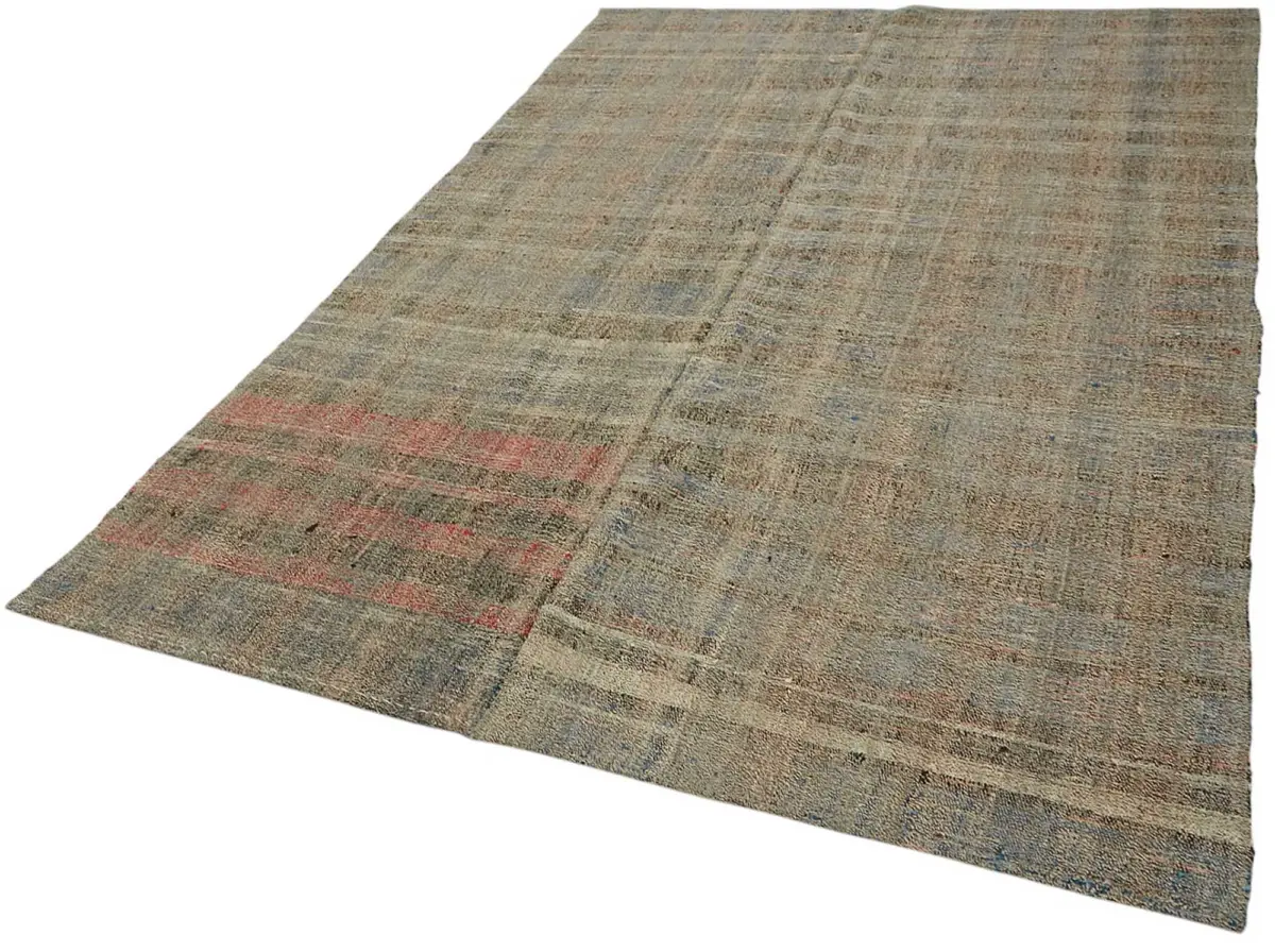 Chaput Çizgili Multi Renk Pamuk Üzerine Yün El Dokuma Kilim-176x270 - Görsel 3
