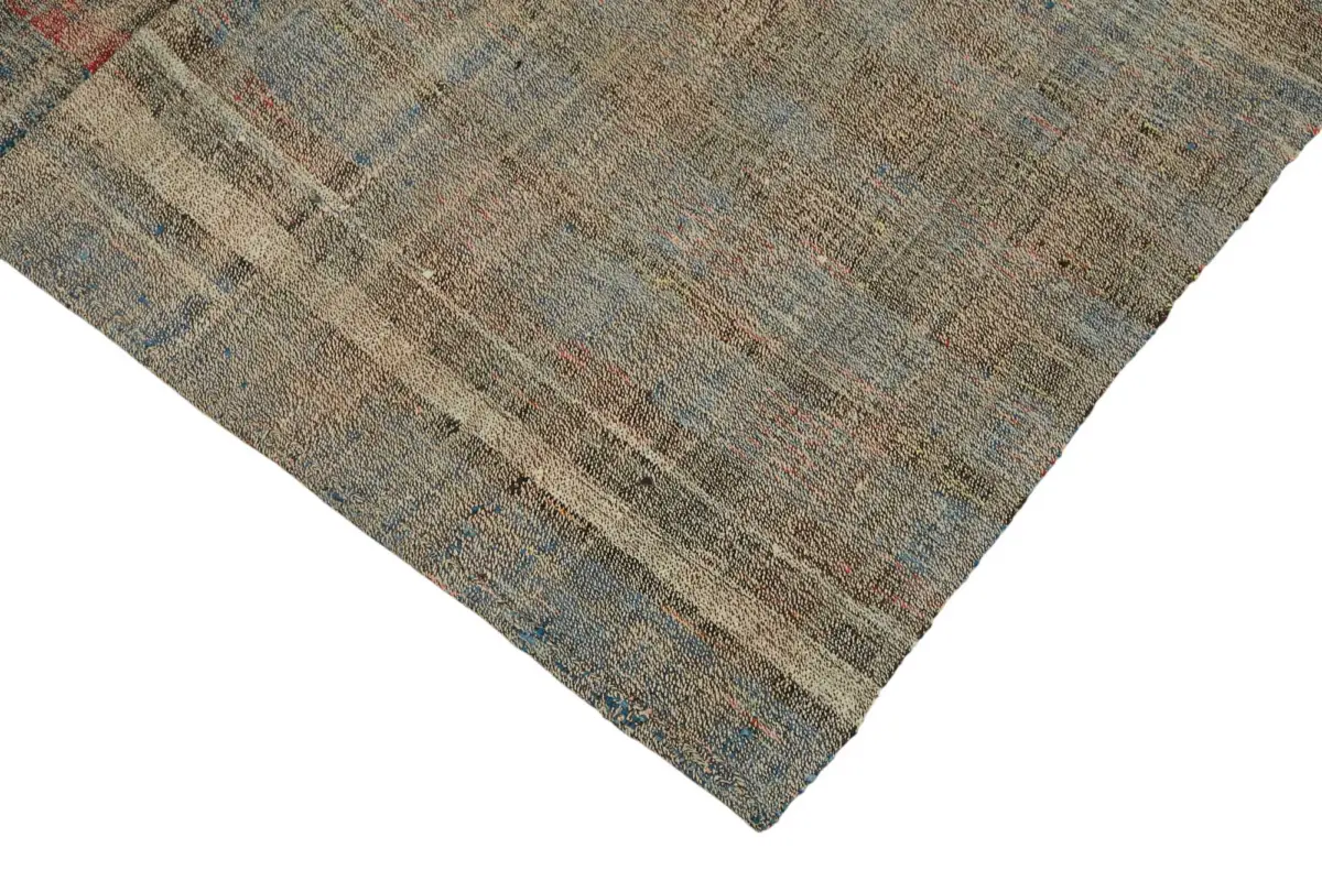 Chaput Çizgili Multi Renk Pamuk Üzerine Yün El Dokuma Kilim-176x270 - Görsel 4