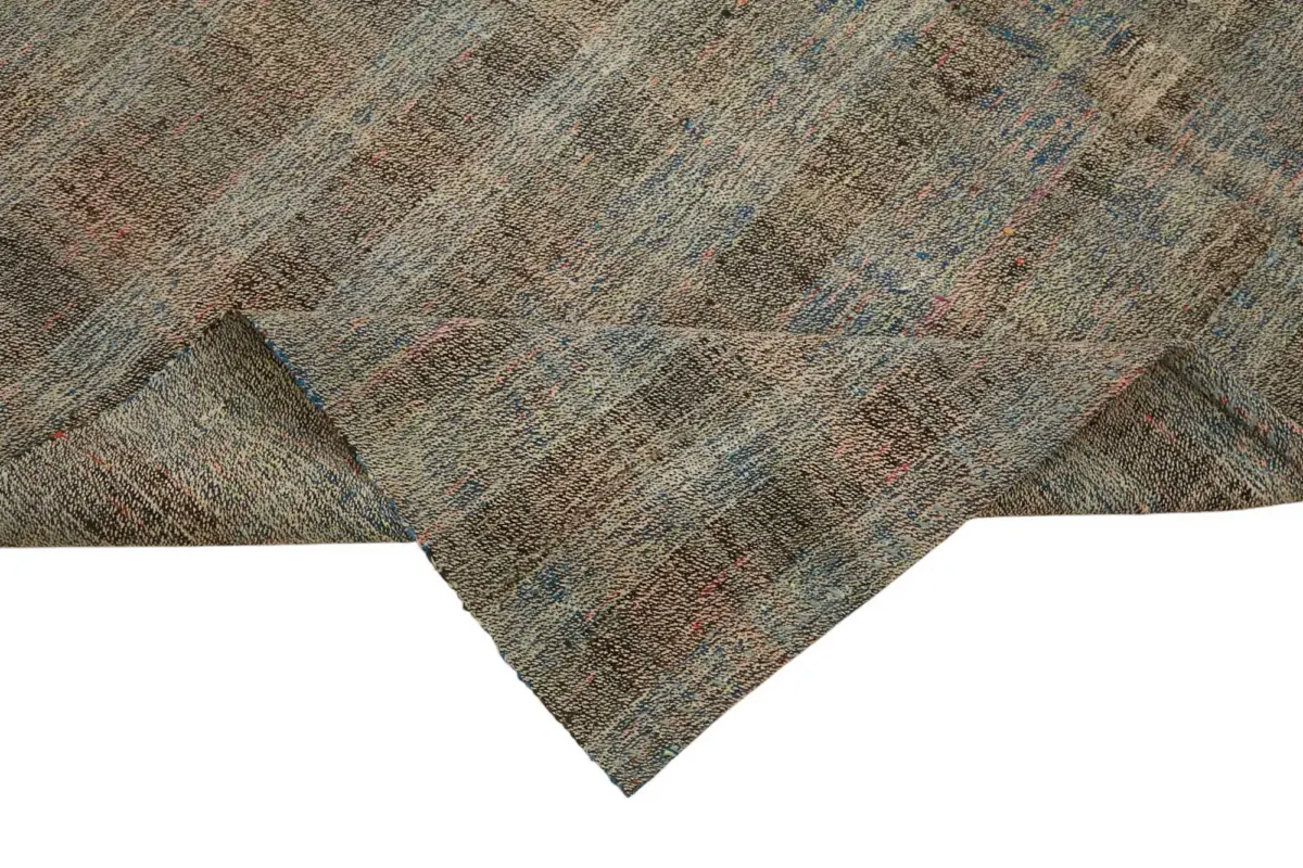 Chaput Çizgili Multi Renk Pamuk Üzerine Yün El Dokuma Kilim-176x270 - Görsel 6