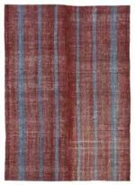 Chaput Çizgili Multi Renk Pamuk Üzerine Yün El Dokuma Kilim-183x250