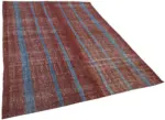 Chaput Çizgili Multi Renk Pamuk Üzerine Yün El Dokuma Kilim-183x250 - Görsel 2