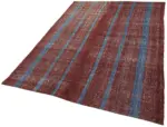 Chaput Çizgili Multi Renk Pamuk Üzerine Yün El Dokuma Kilim-183x250 - Görsel 3