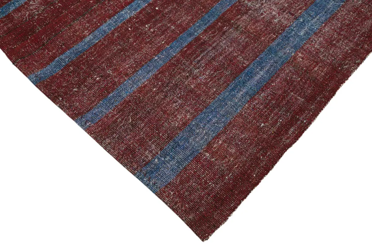 Chaput Çizgili Multi Renk Pamuk Üzerine Yün El Dokuma Kilim-183x250 - Görsel 4