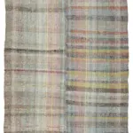 Chaput Çizgili Multi Renk Pamuk Üzerine Yün El Dokuma Kilim-182x251