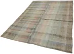 Chaput Çizgili Multi Renk Pamuk Üzerine Yün El Dokuma Kilim-182x251 - Görsel 3