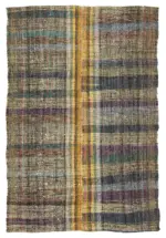 Chaput Çizgili Multi Renk Pamuk Üzerine Yün El Dokuma Kilim-180x265