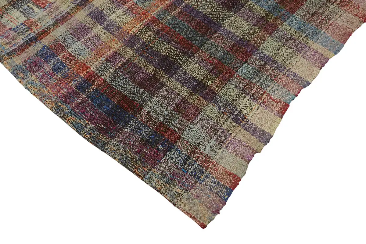 Chaput Çizgili Multi Renk Pamuk Üzerine Yün El Dokuma Kilim-173x238 - Görsel 4