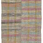 Chaput Çizgili Multi Renk Pamuk Üzerine Yün El Dokuma Kilim-181x256