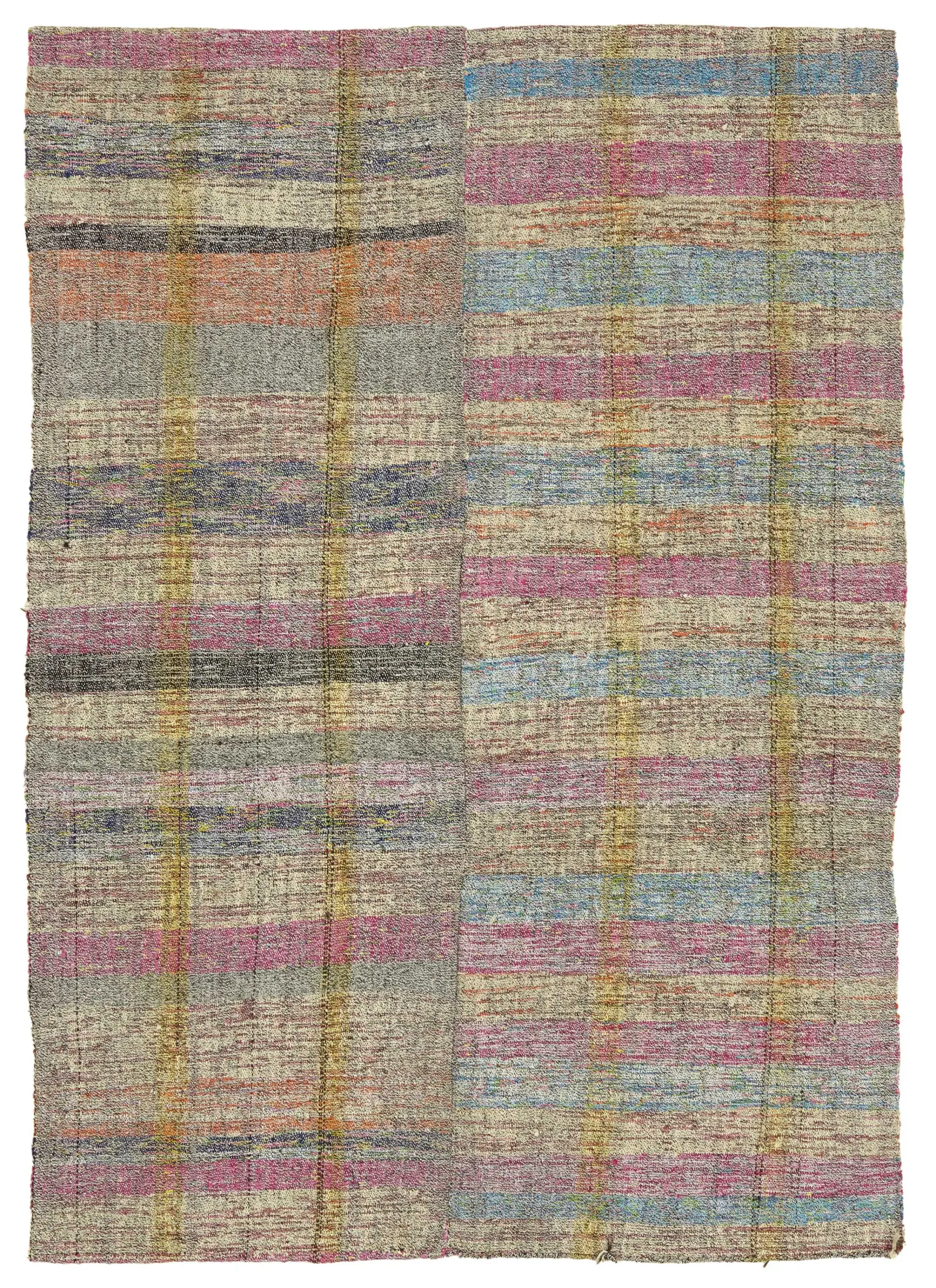 Rc_47265_0_Multicolor_Oriental_Kilim_Rugs Chaput Çizgili Multi Renk Pamuk Üzerine Yün El Dokuma Kilim-181x256 - Görsel 1