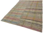 Chaput Çizgili Multi Renk Pamuk Üzerine Yün El Dokuma Kilim-181x256 - Görsel 3