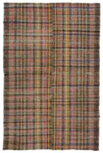 Chaput Çizgili Multi Renk Pamuk Üzerine Yün El Dokuma Kilim-179x277