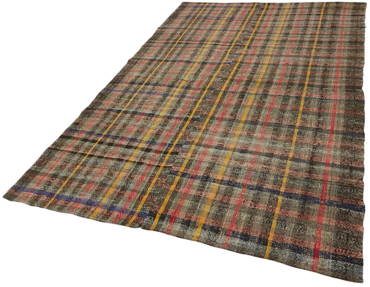 Chaput Çizgili Multi Renk Pamuk Üzerine Yün El Dokuma Kilim-179x277 - Görsel 3