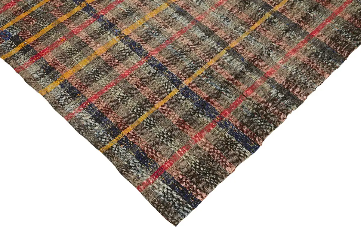 Chaput Çizgili Multi Renk Pamuk Üzerine Yün El Dokuma Kilim-179x277 - Görsel 4