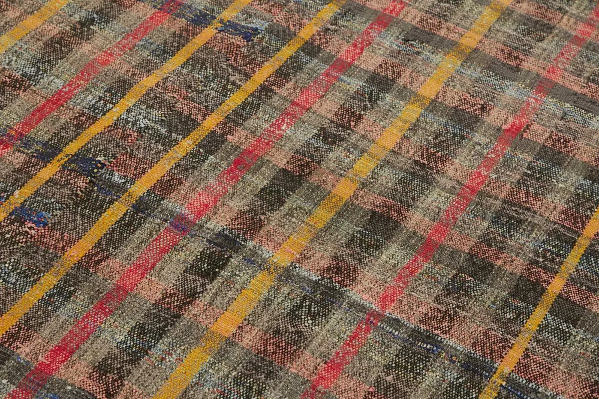 Chaput Çizgili Multi Renk Pamuk Üzerine Yün El Dokuma Kilim-179x277 - Görsel 5