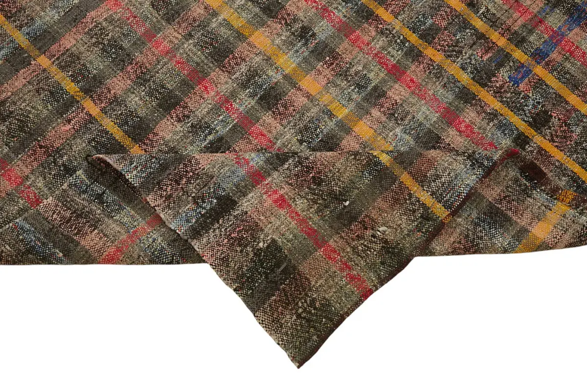 Chaput Çizgili Multi Renk Pamuk Üzerine Yün El Dokuma Kilim-179x277 - Görsel 6