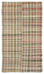 Chaput Çizgili Multi Renk Pamuk Üzerine Yün El Dokuma Kilim-170x296