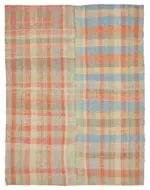 Chaput Çizgili Multi Renk Pamuk Üzerine Yün El Dokuma Kilim-192x257