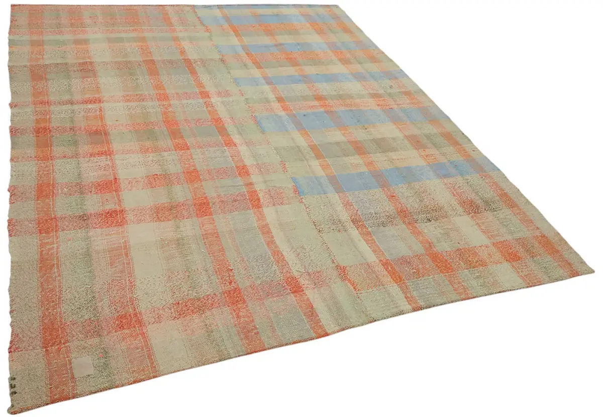 Chaput Çizgili Multi Renk Pamuk Üzerine Yün El Dokuma Kilim-192x257 - Görsel 2