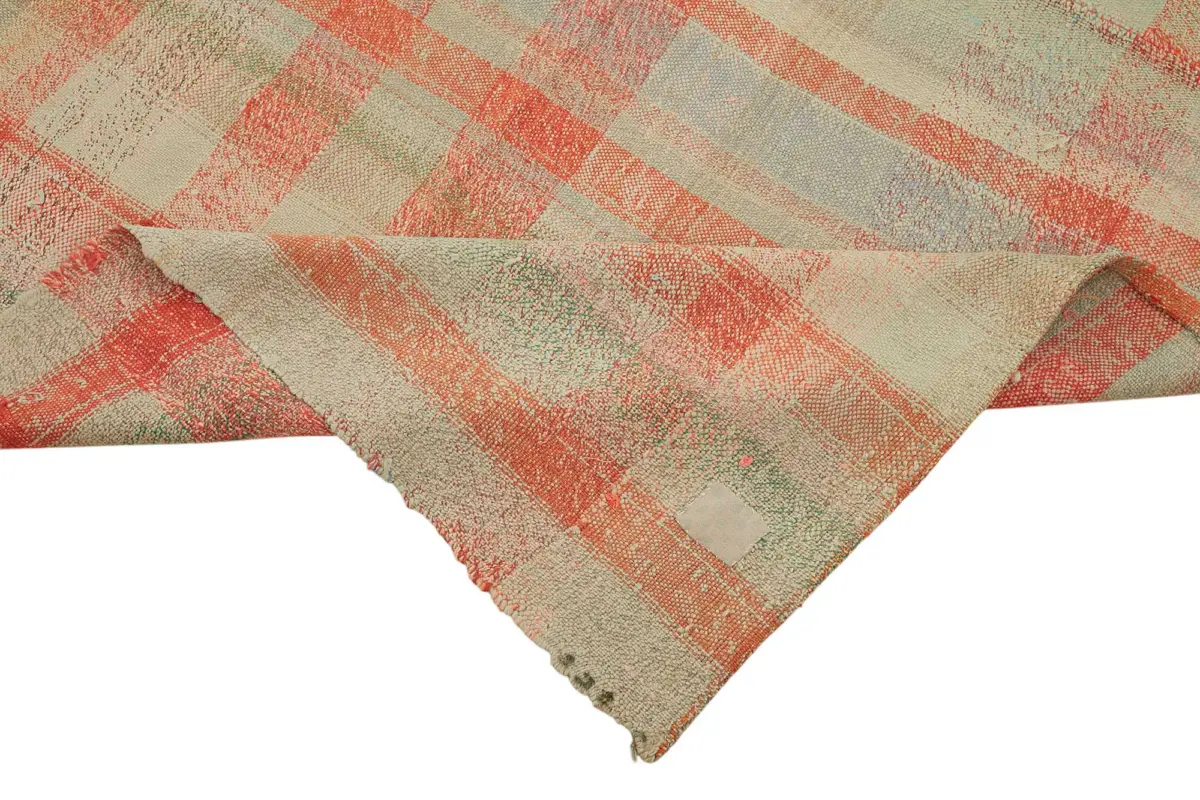 Chaput Çizgili Multi Renk Pamuk Üzerine Yün El Dokuma Kilim-192x257 - Görsel 6