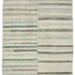 Chaput Çizgili Multi Renk Pamuk Üzerine Yün El Dokuma Kilim-218x266