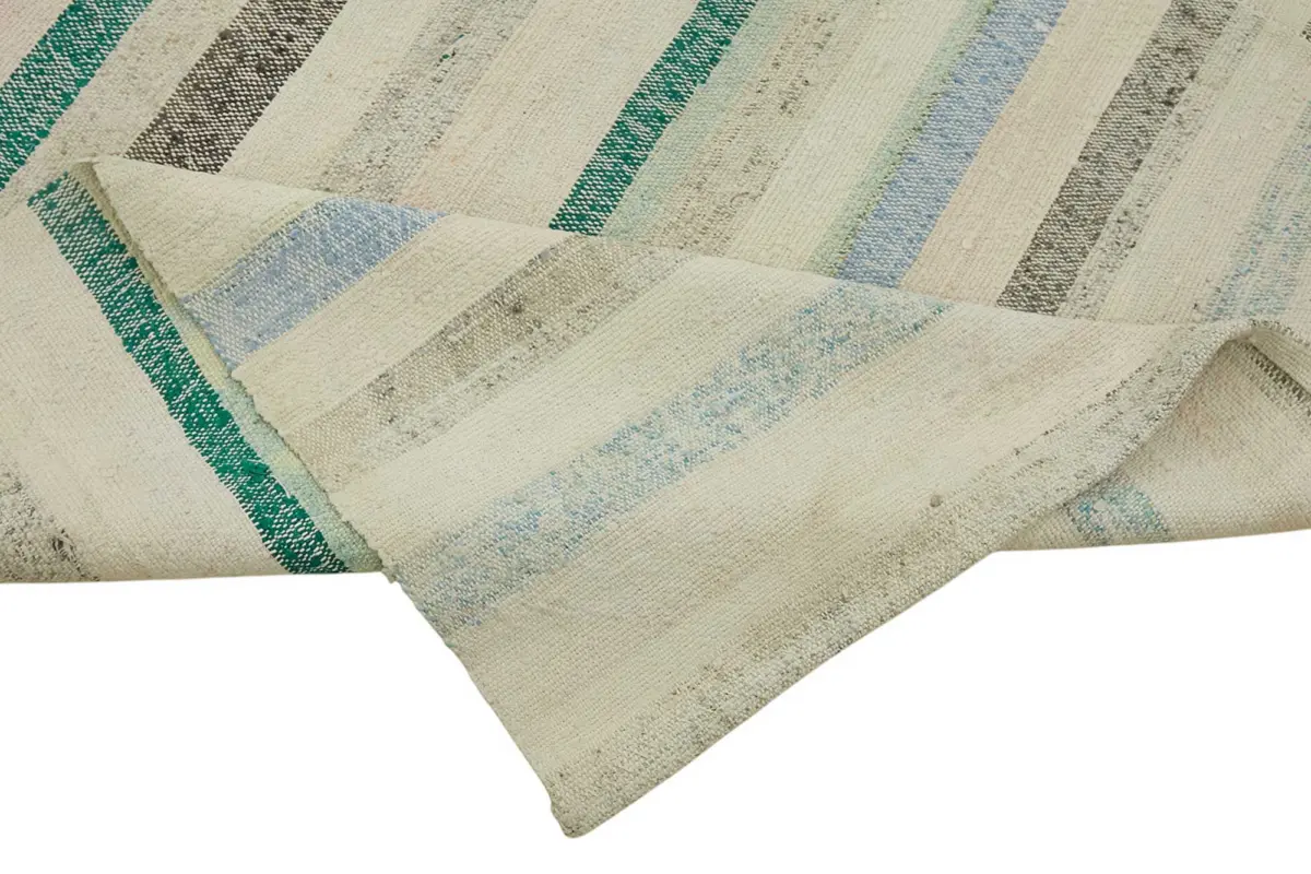Chaput Çizgili Multi Renk Pamuk Üzerine Yün El Dokuma Kilim-218x266 - Görsel 6
