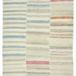 Chaput Çizgili Multi Renk Pamuk Üzerine Yün El Dokuma Kilim-192x280