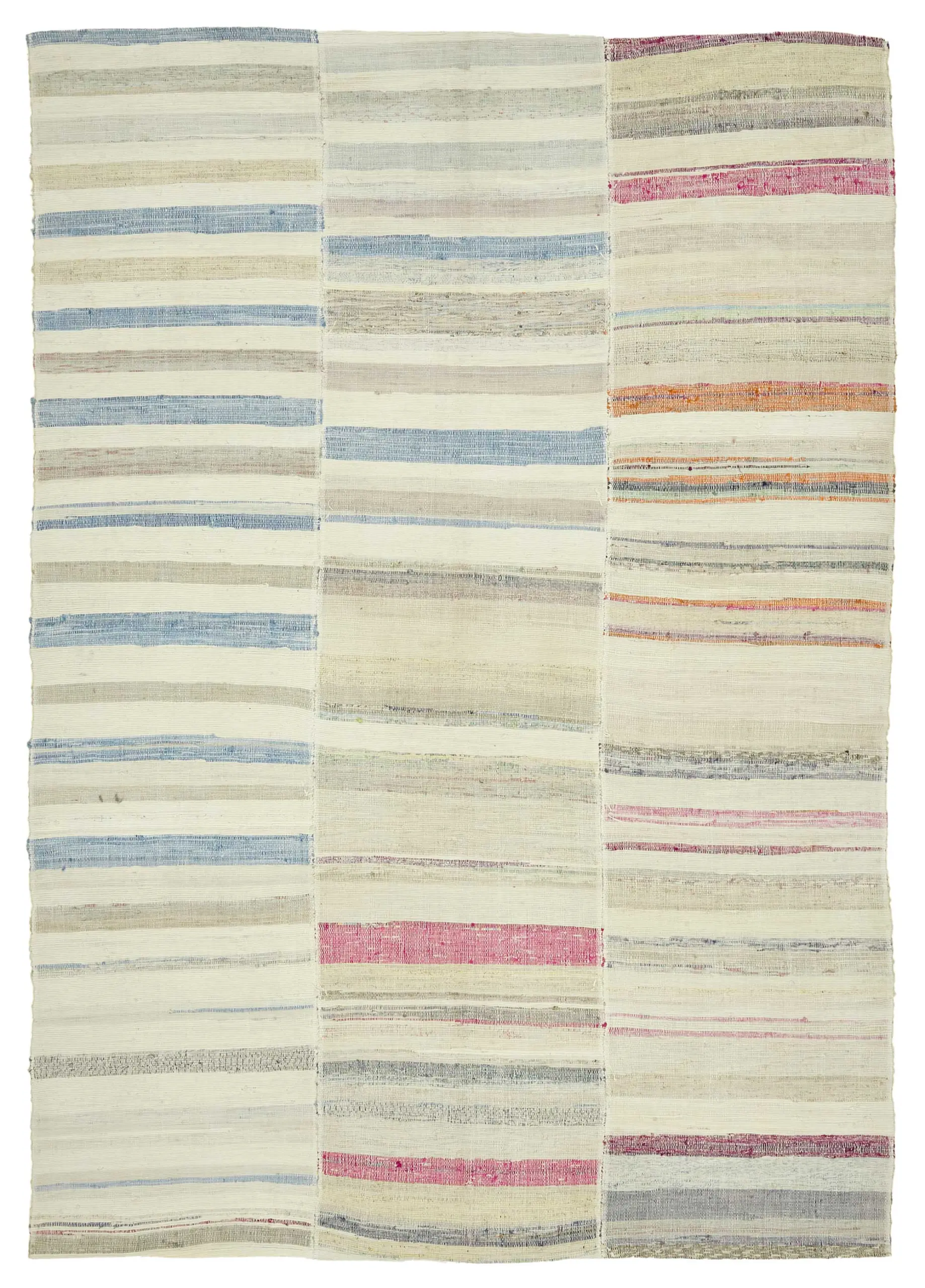 Rc_47270_0_Multicolor_Oriental_Kilim_Rugs Chaput Çizgili Multi Renk Pamuk Üzerine Yün El Dokuma Kilim-192x280 - Görsel 1